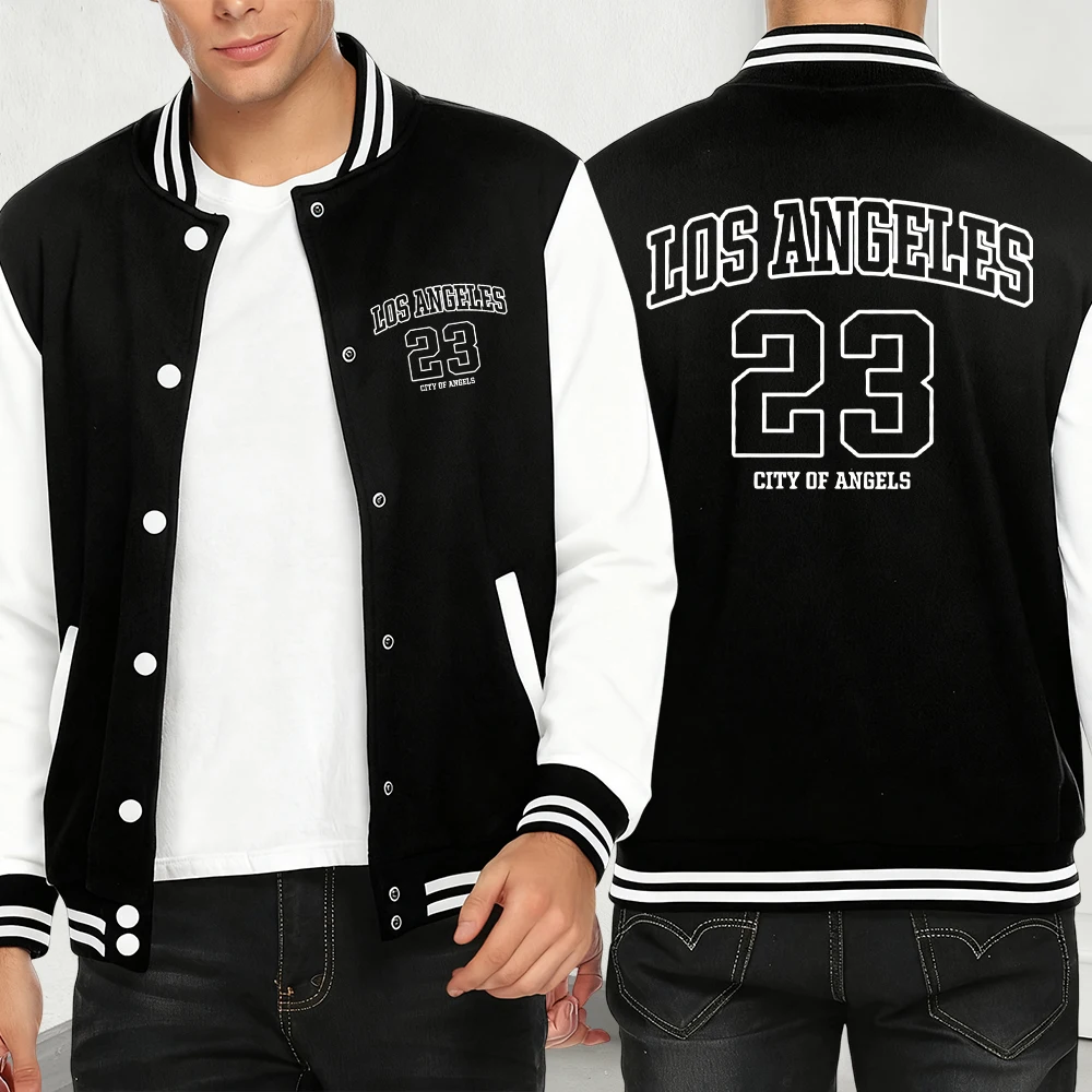 

Los Angeles Number 23 Print Autumn Men Baseball Jersey Oversize Jacket Creativity Fashion Y2K Menswear Casual Fleece Clothing