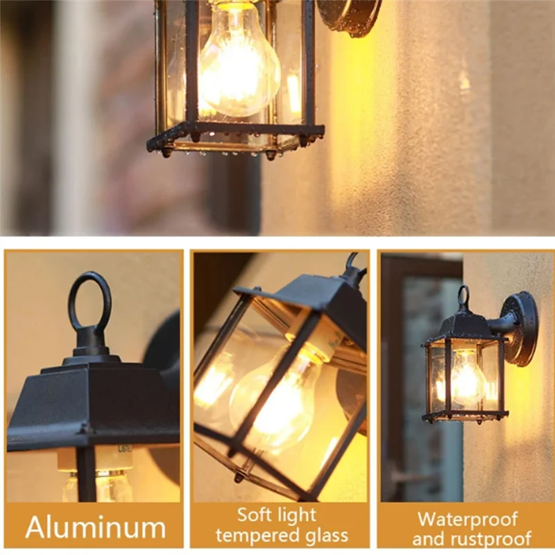 PORK-Outdoor Балконный светильник Водонепроницаемый настенный светильник Вилла Сад Крыльцо Стена E27 Светильники