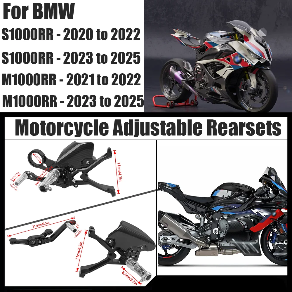 Accessories Motorcycle CNC Adjustable Rearsets Front Foot Pedal Footrests Heel Guards For BMW S1000RR 2019-2025 M1000R 2021-2025