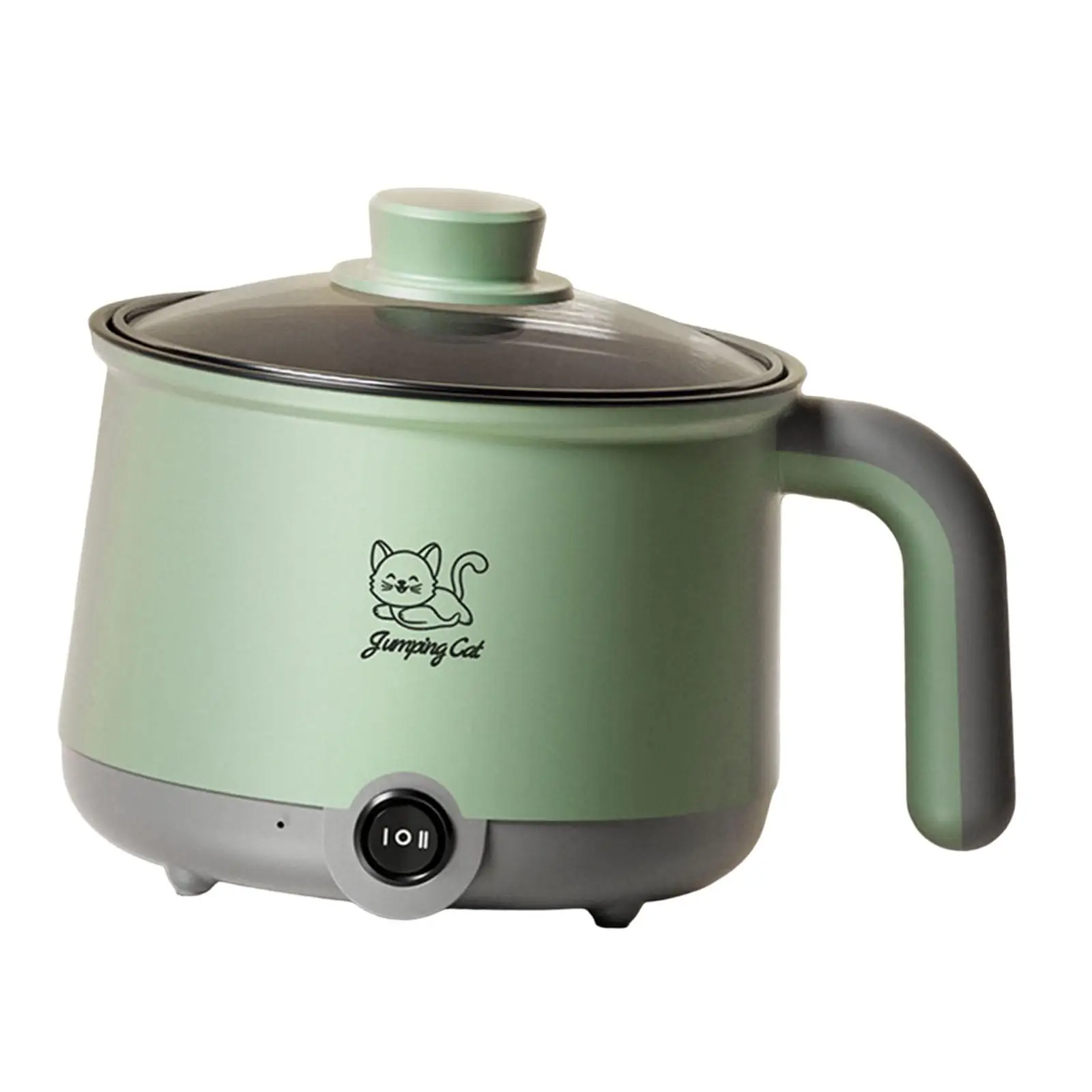 Compact Electric Cooking Pot 1.8L Slow Cooker with Ceramic Inner Pot for Rice Ramen Dumplings for Travel Camping