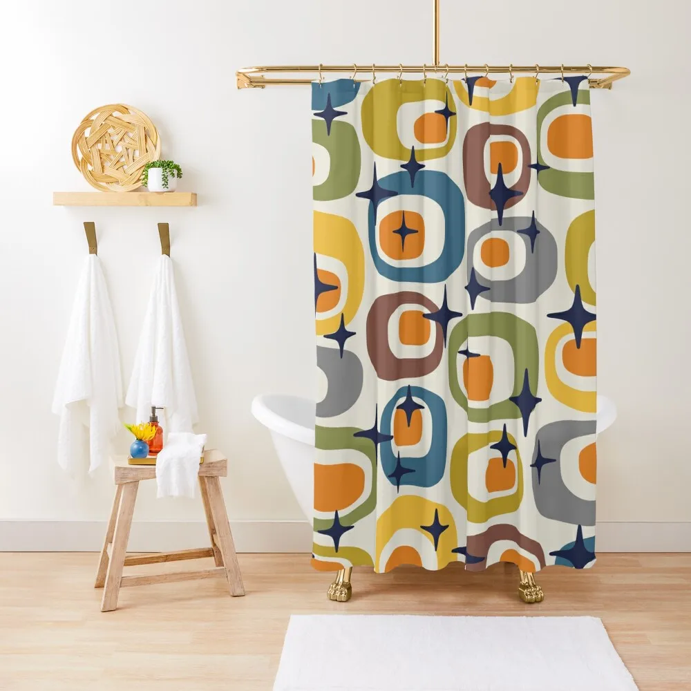 

Mid Century Modern Atomic Sparkles 735 Shower Curtain Shower For Bathroom Set Waterproof Fabric Shower Anime Bathroom Curtain
