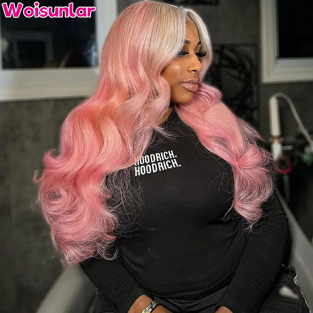 Ombre 613 and Pink Body Wave Ombre Purple and Blue Transparent 4x4 Lace Closure Human Wig Hair For Women Human hair wigs 100%