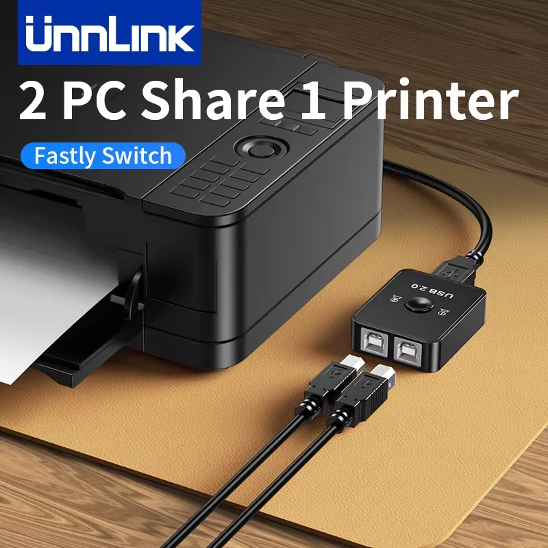 Unnlink USB Printer, Sharer Switch 2 In 1 Out 2 komputer Share 1 Printer Udisk Mouse Keyboard Hard Disk