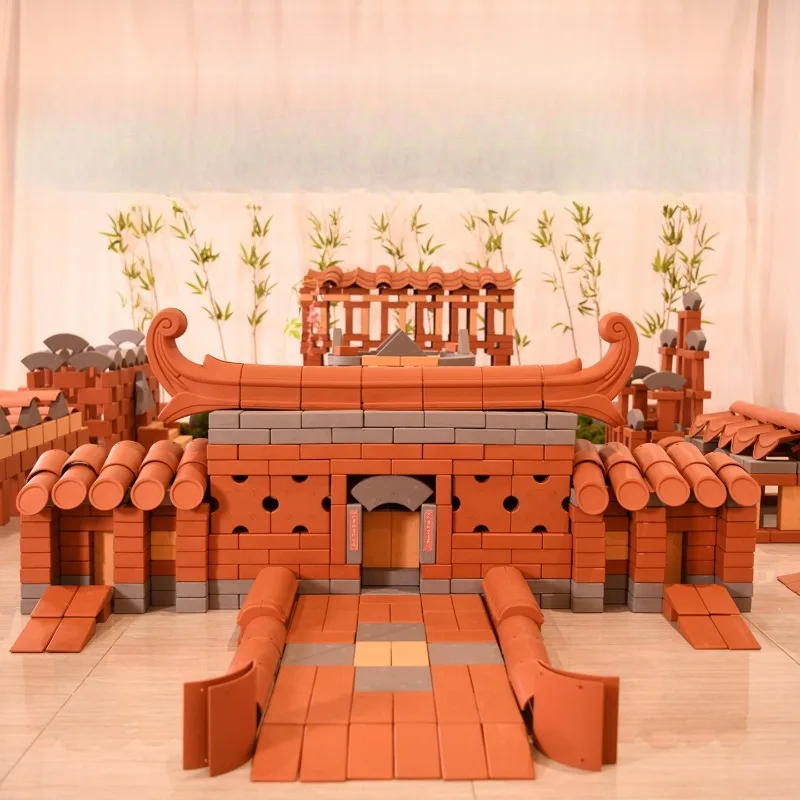 Large particle red brick outdoor construction building block