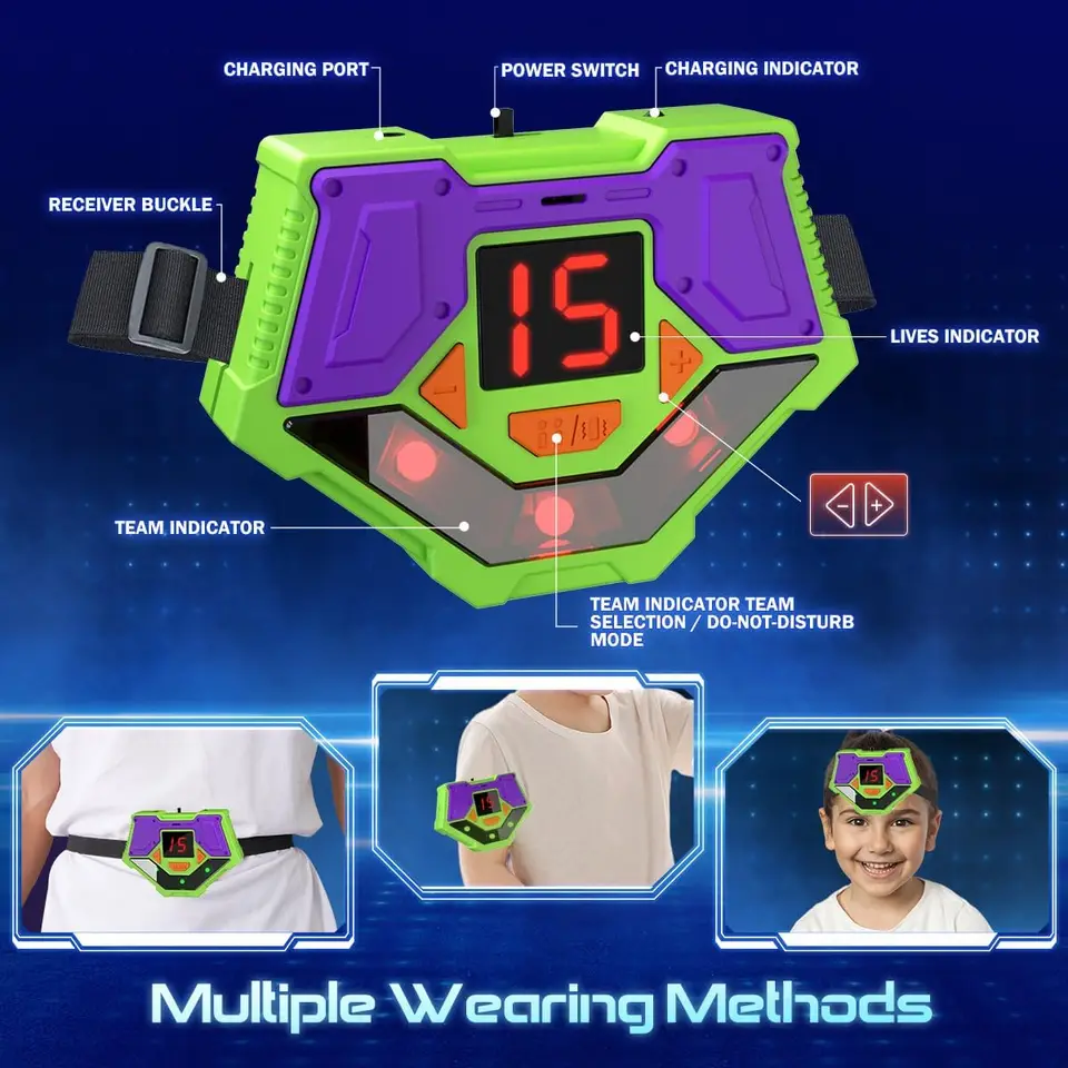 VATOS Juego de Laser Tag recargable con sensores de 360° para 4 jugadores, 2 ,4 GHz de infrarrojos con visualización de datos en tiempo real, juego familiar y grupal para niños y adolescentes VATOS Juego de Laser Tag recargable con sensores de 360° para 4 jugadores, 2 ,4 GHz de infrarrojos con visualización de datos en tiempo real, juego familiar y grupal para niños y adolescentes