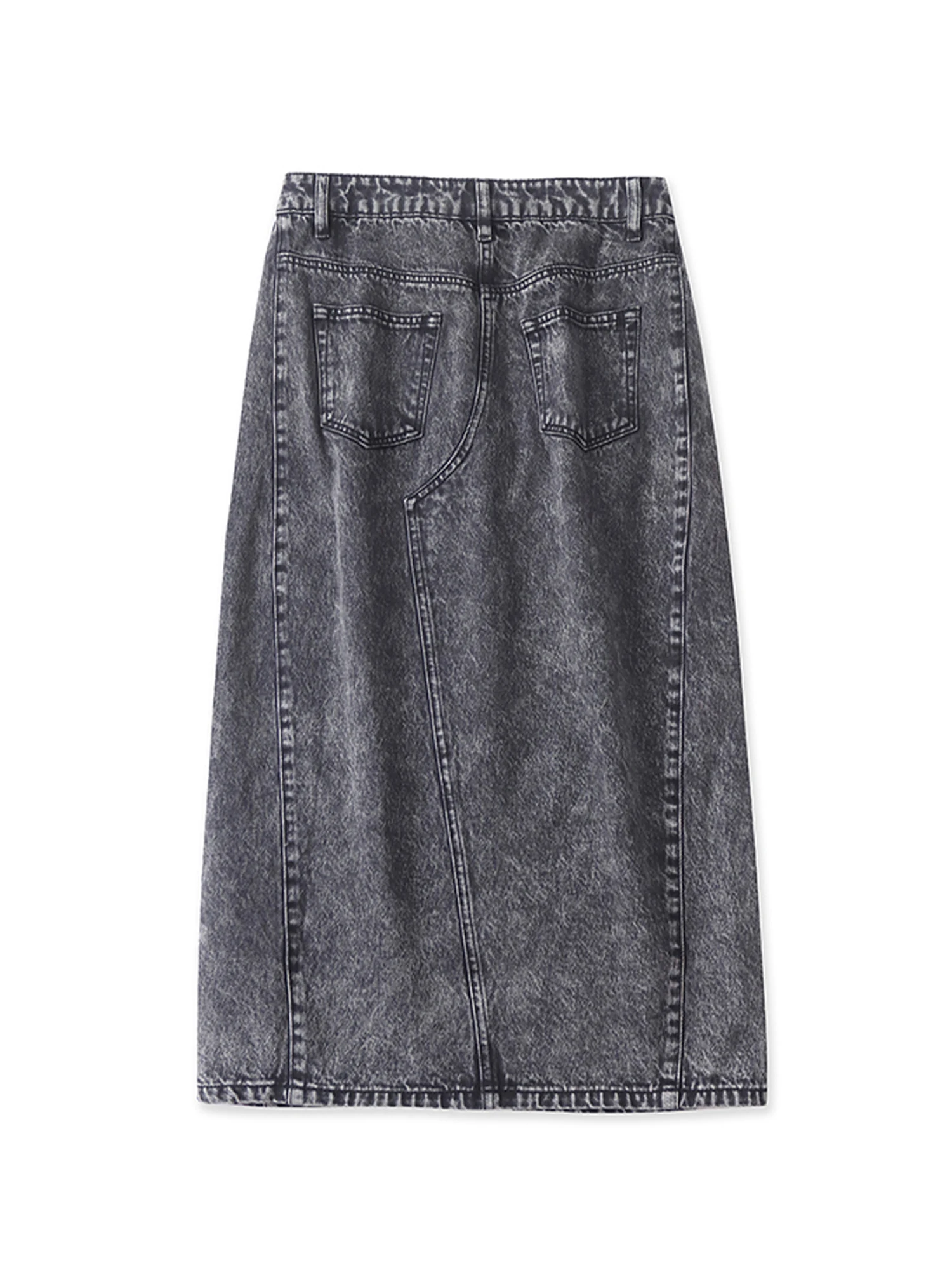 กระโปรงยีนส์ยาวสีเทาเข้มสไตล์วินเทจสำหรับผู้หญิง กระโปรงสไตล์ฮาราจูกุ Y2K เอวสูง กระโปรงคาวบอยผ่าข้าง เสื้อผ้าสไตล์ยุค 2000 สำหรับฤดูร้อน