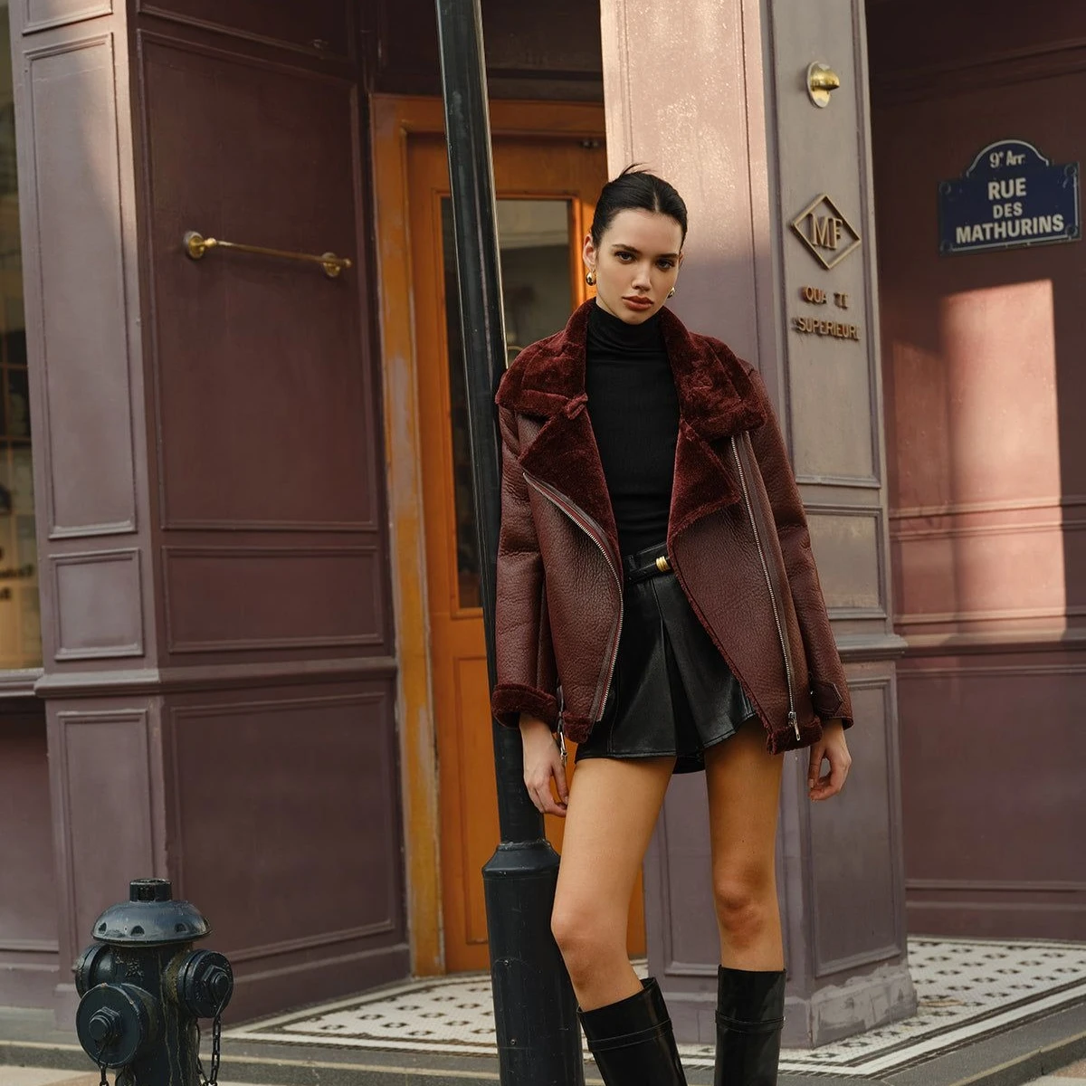 سترة Oligai الدافئة للنساء من الفرو الصناعي مع حزام ملابس الشارع الشهير سترة نسائية عصرية لراكبي الدراجات النارية معطف سميك وسحاب ملابس خارجية شتوية #4