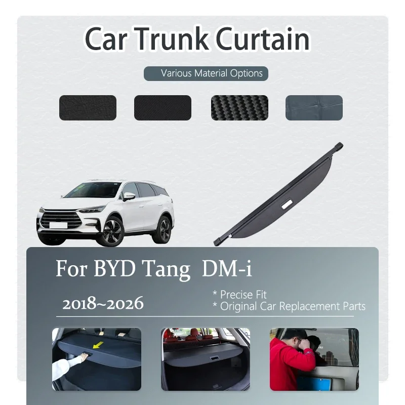 

Car Trunk Luggage Curtain For BYD Tang DM-i Tan EV 2018~2026 Retractable Covers Storage Rack Partition Shelters Auto Accessories