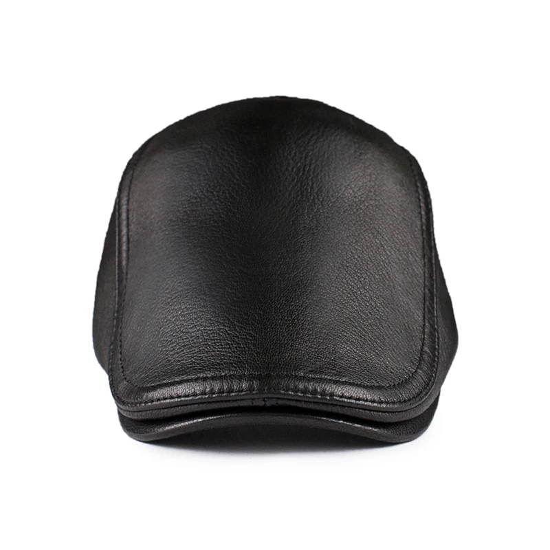 Winter Man Head Warm Darke Berets Hat Male Top Quality Genuine Leather 55-60 cm Fitted Stitches Casquettee Caps For Man Gorro