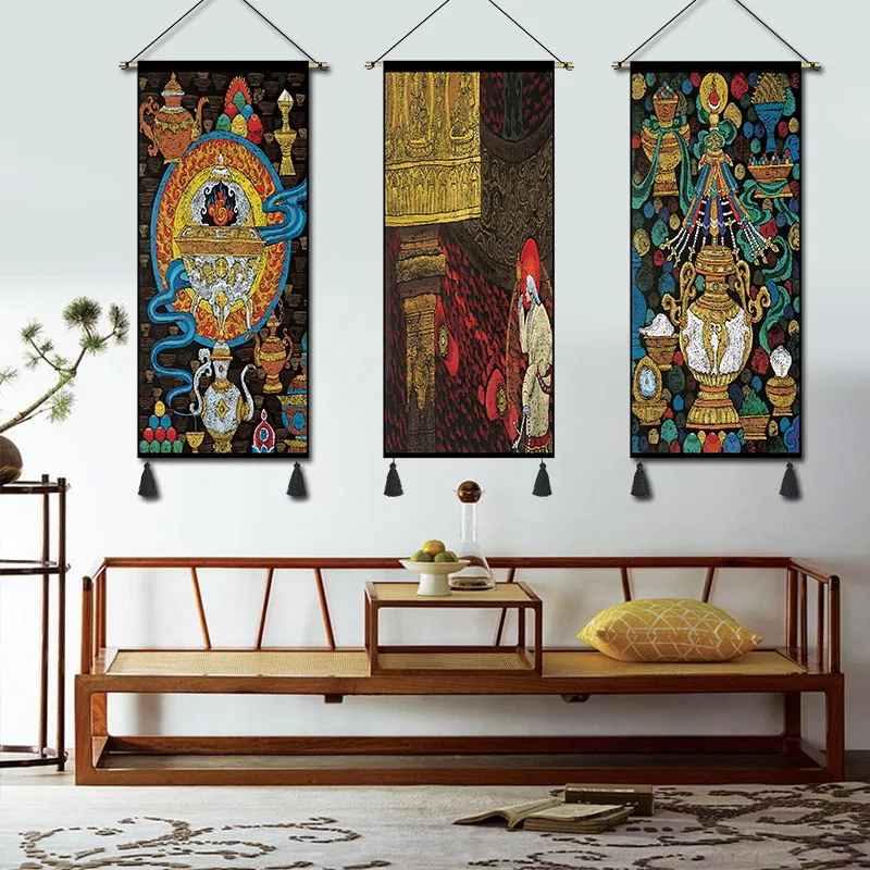 

Tibetan folk style hanging paintings, fabric decorative paintings, background wall tapestries, Tibetan cloth paintings