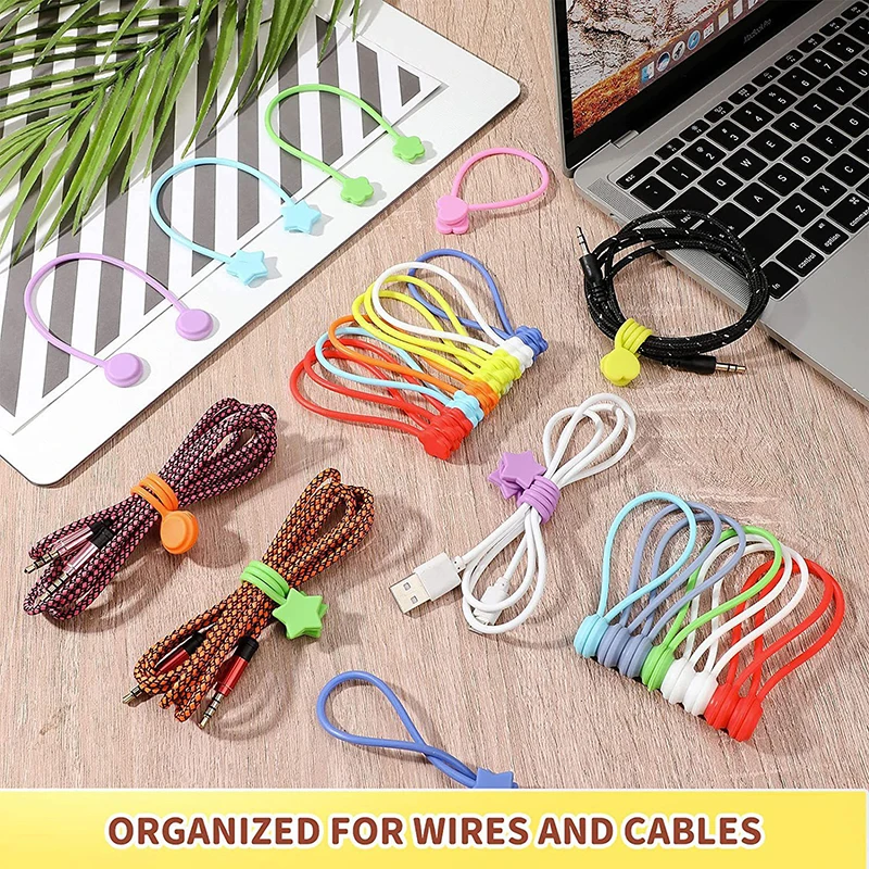 Magnetic Cable Ties Reusable Cable Organizers Earbuds Cords USB Wire Management Keeper Wrap Ties Straps Fridge Magnets Home