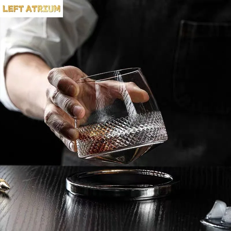 Rotating wine glass, shaking cup, whiskey wine glass, crystal cup, tumbler foreign wine cup, creative gyro  glass