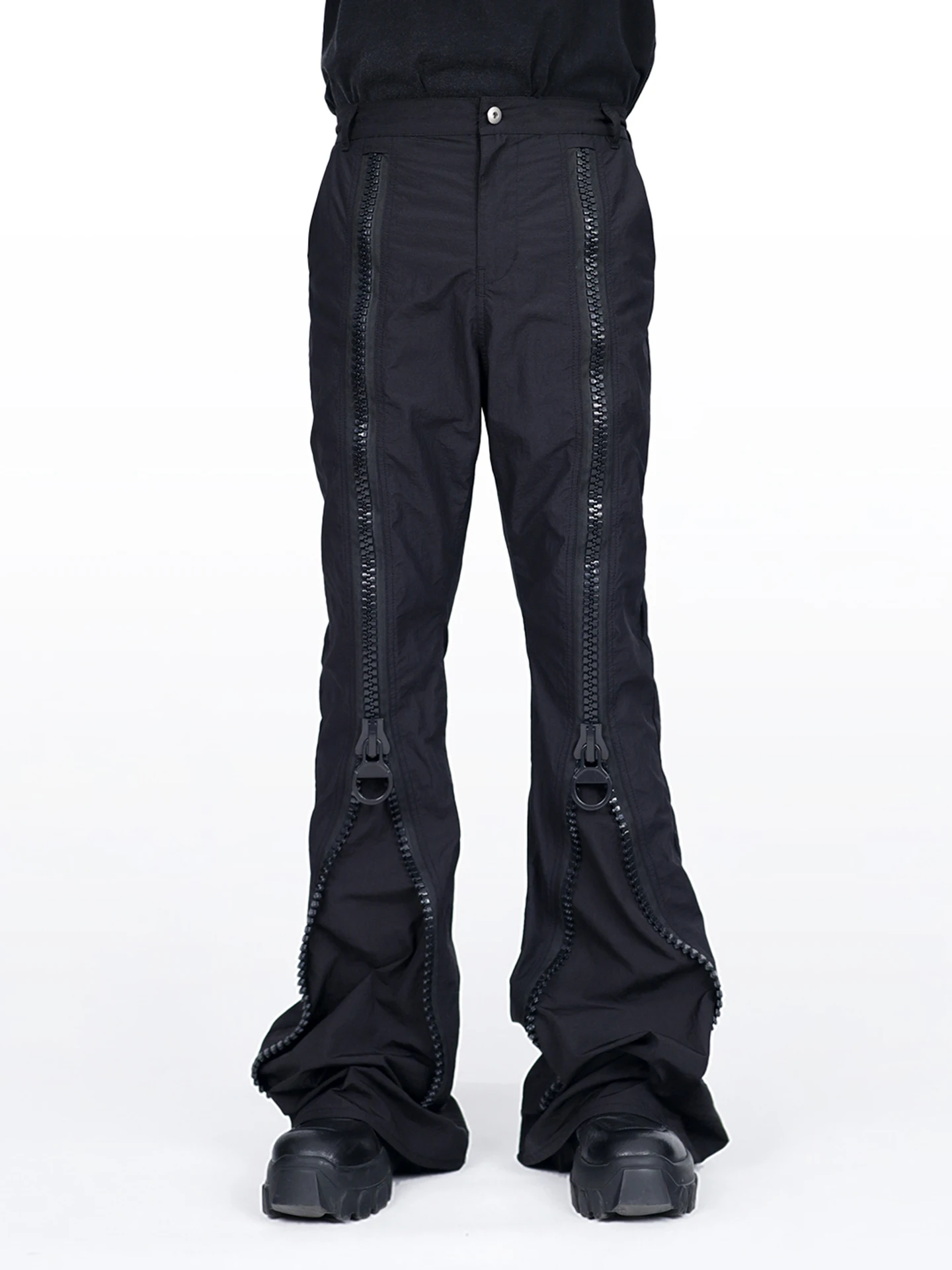 Men's 2025 Spring Autumn New Trendy Pants Handsome Original Design Large Zipper Flared Pants Male Stylish Personality Trousers