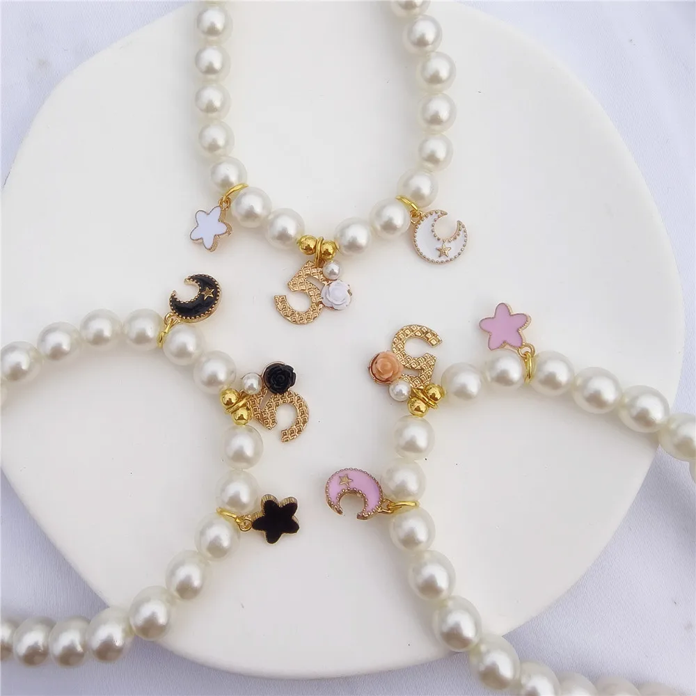 New Pet Pearl Collar Little Cat Dog Love Pearl Necklace Cute Dog Jewelry Pet Accessories Puppy Necklace Stars Dogs Pet Products