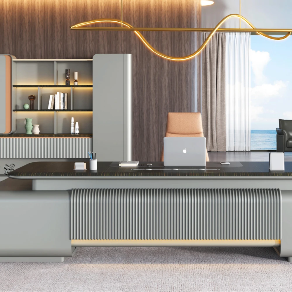 Modern executive desk with premium finishes - spacious work surface, sturdy integrated base