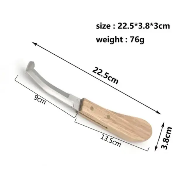 1pc Durable Stainless Steel Horse Hoof Knife with Comfortable Wood Handle - Essential Veterinary Tool for Trimming and Maintaini