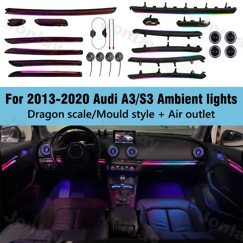

Jonlay Ambient Light ForA3 8v S3 Rs3 2013-2020 LHD RHD Interior Atmosphere Lamp Decorative Trim Lighting Car Mood Light Auto