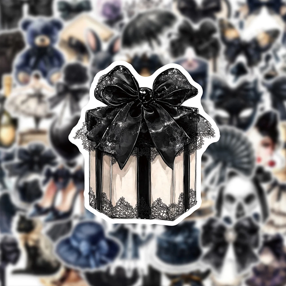 Pegatinas de dibujos animados con lazo gótico oscuro, calcomanías de decoración estética, papelería para teléfono, guitarra, juguetes adhesivos impermeables, 10/30/50 Uds.