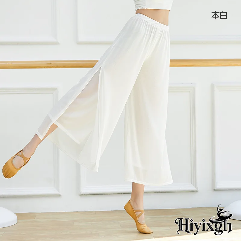 

Women Modern Dance Pants Mesh Nylon Loose Wide Leg Dancing Trousers Chinese Classical Dance Daily Ladies Yoga Pants