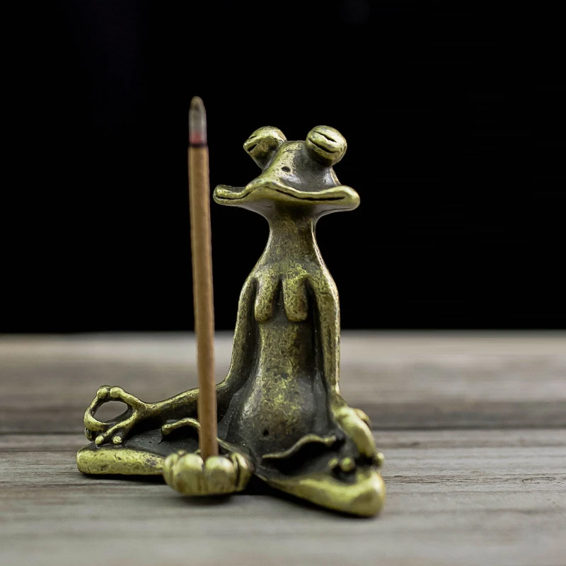 Vintage Zen Frog Incense Burner Alloy Sandalwood Incense Stick Holder Mini Home Decor Ornaments Sculpture Tea Pets