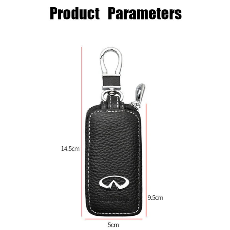 Leather Car Key Case Cover Remote Holder with Metal Buckle for Infiniti G20 G35 G37 FX35 Q30 Q50 Q60 Q70 QX50 QX60 QX70 QX80 view 2