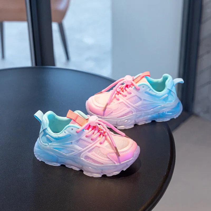 Girls Sneakers Little Girls Breathable Mesh Shoes Children Summer Gradual Color Sneakers Jelly Color Shoes Kids Shoes أحذية