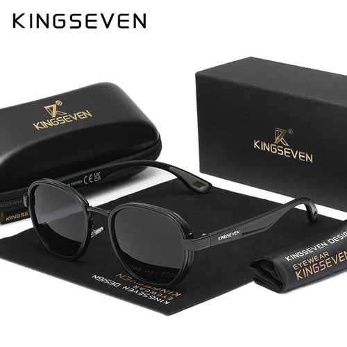 Imagen 2 del producto KINGSEVEN gafas de sol polarizadas de moda para hombres y mujeres, gafas de sol Vintage de alta calidad para conducir, para pescar, gafas de sol UV400