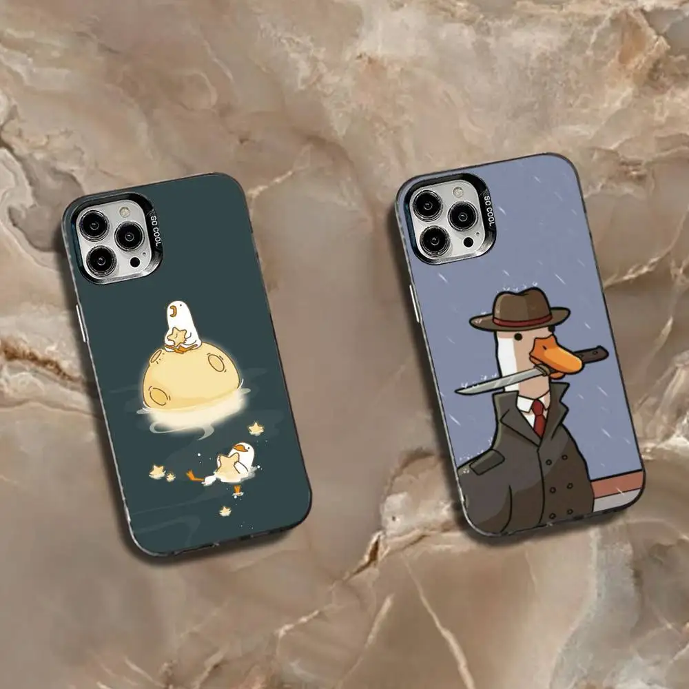 

Funny D-DucK Goose m-meme Phone Case For iPhone 16,15,14,13,12,11,Mini,Pro,SE,MAX White Matte Shockproof Cover