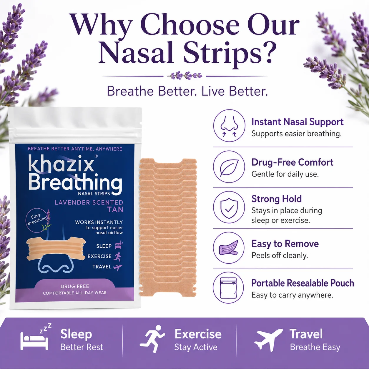 30PCS Menthol Nasal Strips for Easier Breathing, Comfortable Nose Strips for Sleep Exercise Travel Daily Use image 2