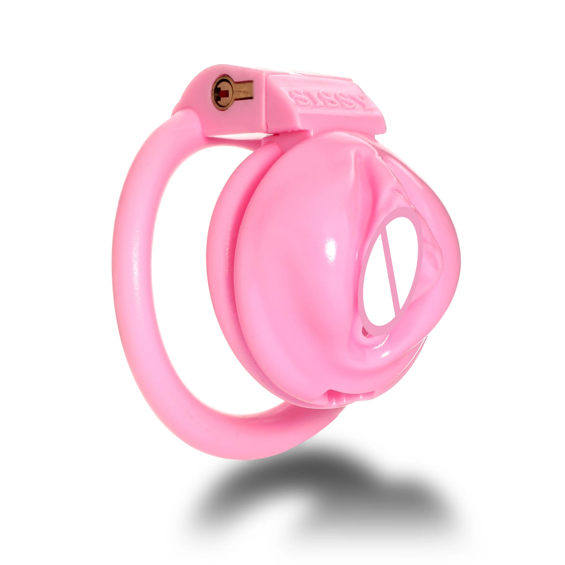 Anillo de bloqueo de pene de Bondage masculino, jaula de chocho rosa BDSM, dispositivos de castidad Sissy, jaula Gay Ladyboy Shemale 18 + juguetes