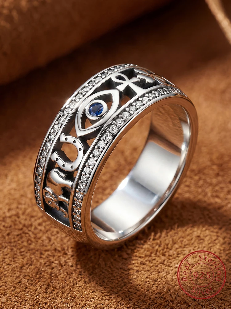 

925 Sterling Silver Elegant Lucky Blue Zircon Ring For Women Anniversary Engagement Party Luxury High Quality Jewelry Gift