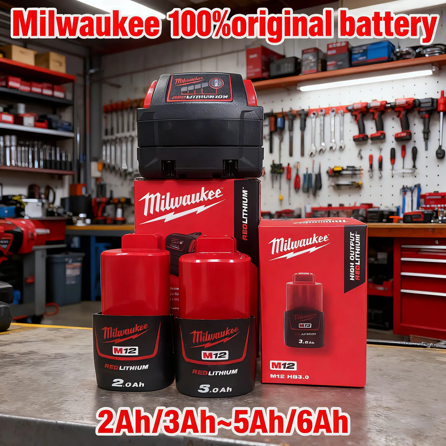 Baterie Milwaukee M12/M18 12V pro elektrické nářadí, lithiová, 48-11-2411 48-11-1860 1850 1840 mil-12a lim B6 2Ah/3Ah-5Ah/6Ah, dobíjecí - náhled 2