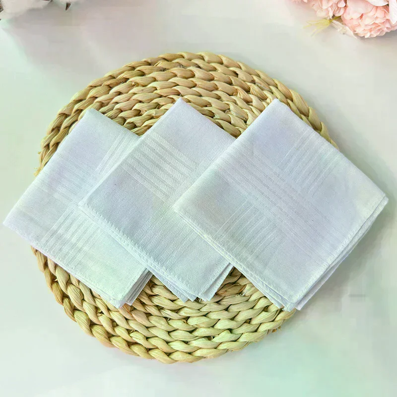 

6/12pcs White Soft Cotton Handkerchief Handkerchief Gentleman Handkerchief DIY Solid Color Handkerchief