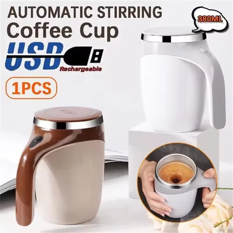 Rechargeable Electric Automatic Stirring Magnetic Mug 380ml Stainless Steel Mixer Coffee Milk Mixing Cup Perfect Drinking Tool