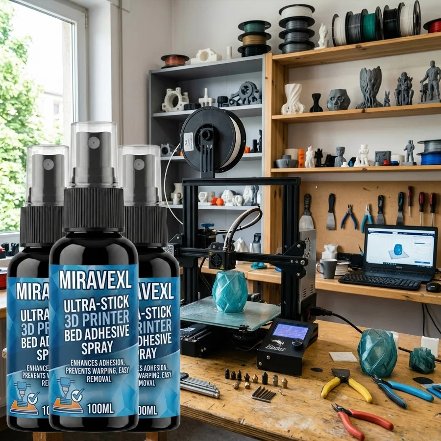 

3D Printing Adhesive Spray Anti Warping Liquid Glue for Glass PEI Bed Easy Removal for PLA ABS PETG High Temp Fixative 100ML