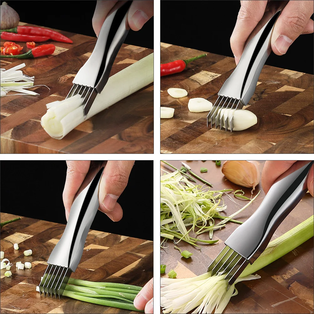 

2 Pcs Stainless Steel Onion Cooking Onions Kitchen Cutting Tools Scallion Slicer Green for