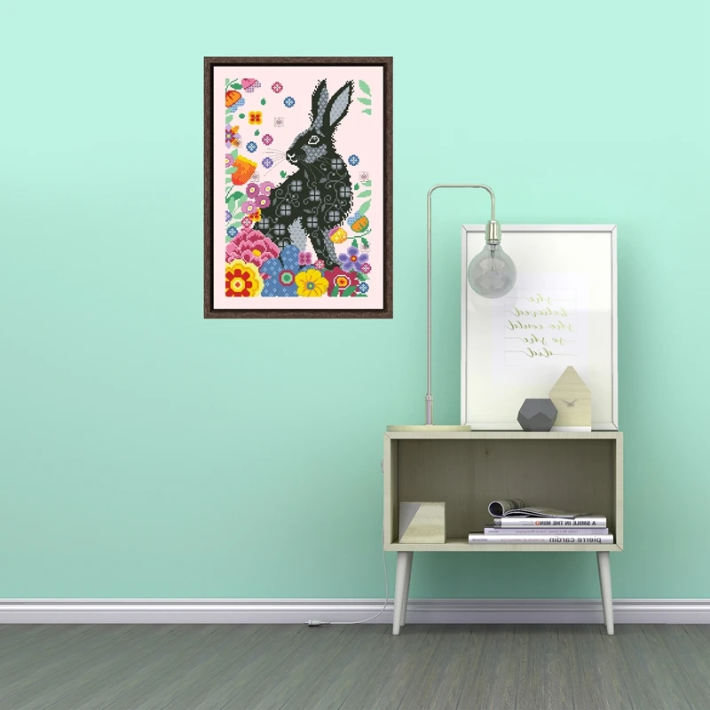 

Весенний цветок кролик набор для вышивки крестом хлопковая нить 18ct 14ct 11ct розовый холст вышивка DIY домашний декор