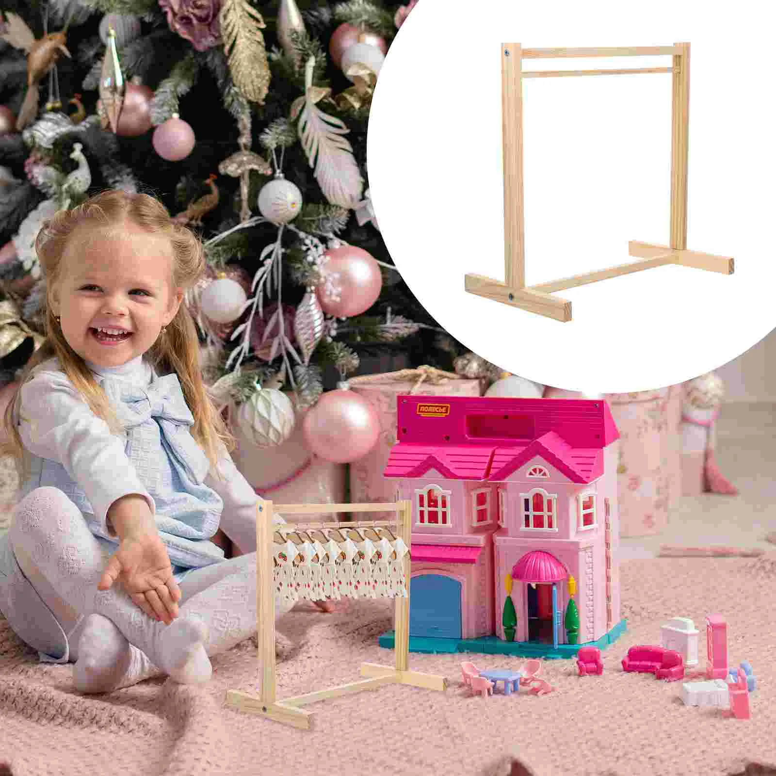 Hanger Clothing Rack Dolls Clothes Holder Garment Hangers for Small Coat Dress Storage Shelf Organizer Kids Toys