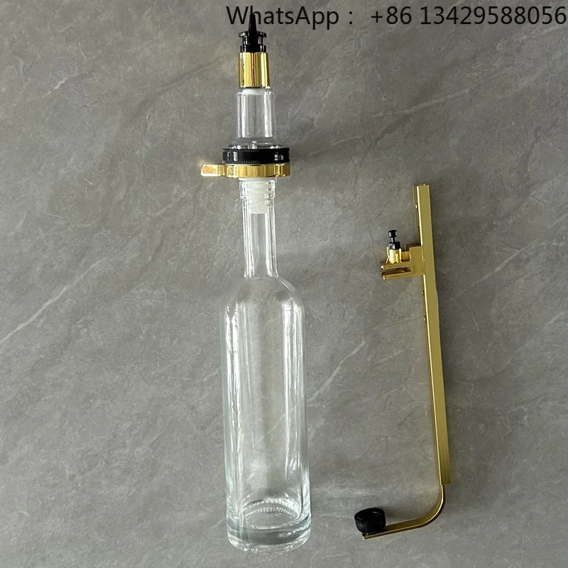 750ml Golden Wall Mounted Glass Bottle Single Head Perfume Bar Dispenser Glass Bottle Dispenser for Essential Oil Base Perfume
