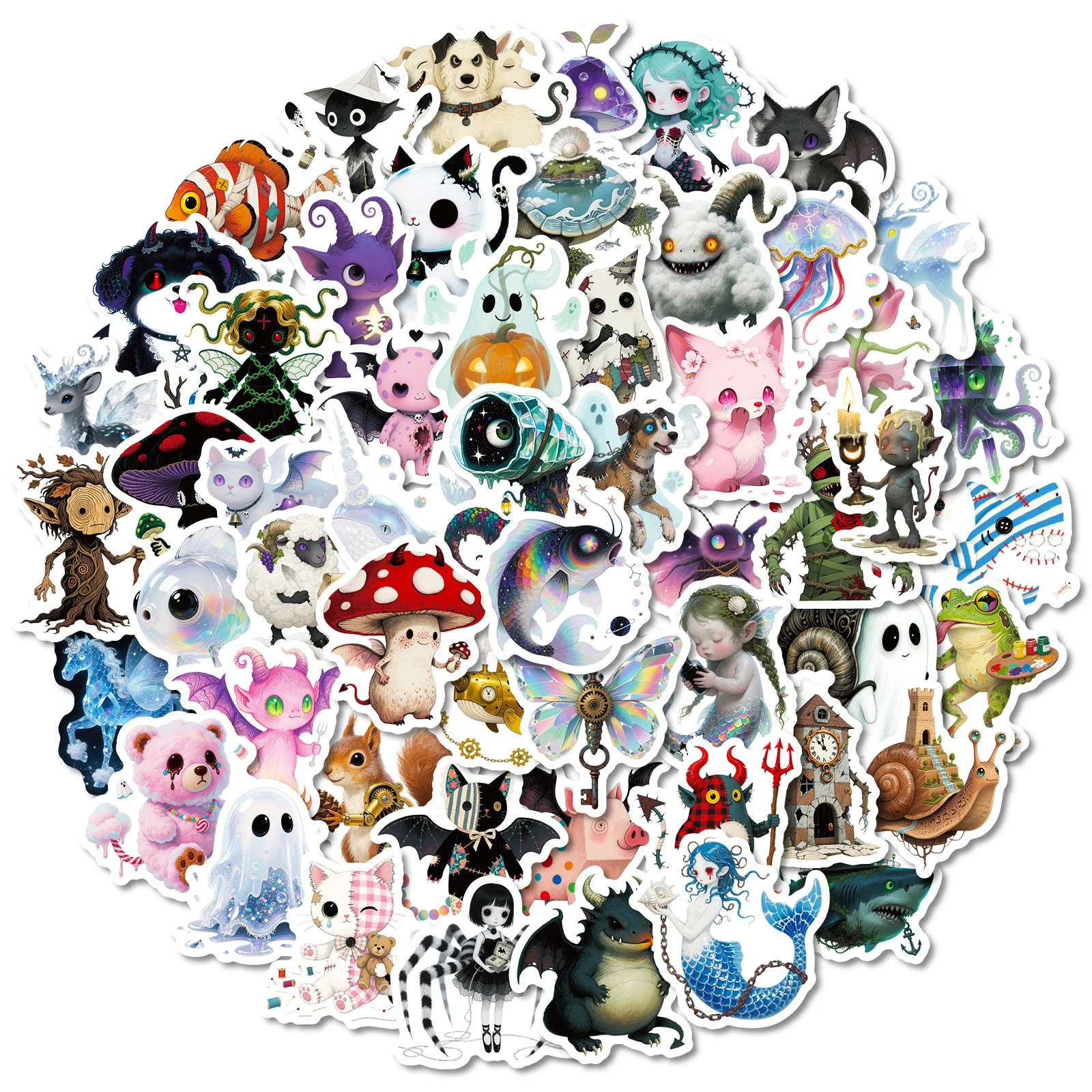 56 pçs absurd conto de fadas adesivos dos desenhos animados criatividade engraçado graffiti decoração diy notebook mala guitarra geladeira decalques