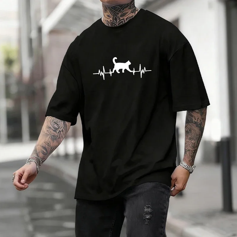 Summer Mens T-shirt Printing Casual Cotton Short Sleeve Daily Gym Sports Jogging Loose Tees Outdoors Climb Running Thin T-shirt