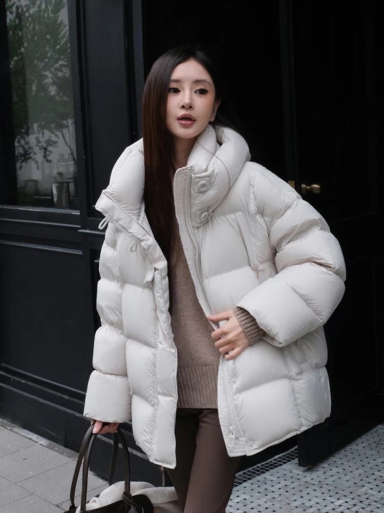 

Зимний однотонный пушистый пуховик с капюшоном, парка, женский теплый пуховик на белом утином пуху, женская толстая водонепроницаемая верхняя одежда на молнии, пальто