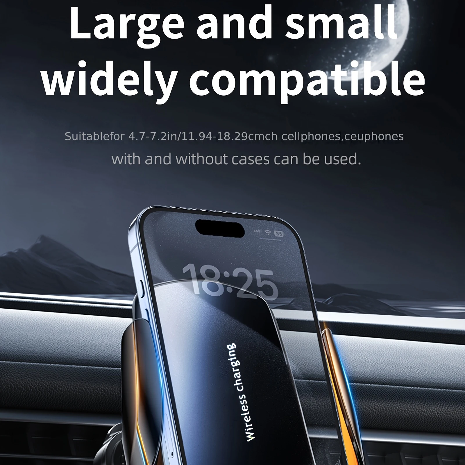 1 Stück Aktualisierter Kabelloser Auto-Handyhalter mit Drahtloser Ladefunktion, Universelle Lüftungskomponenten, 360° ° Drehbarer Arm, USB-Anschluss – Detail 7