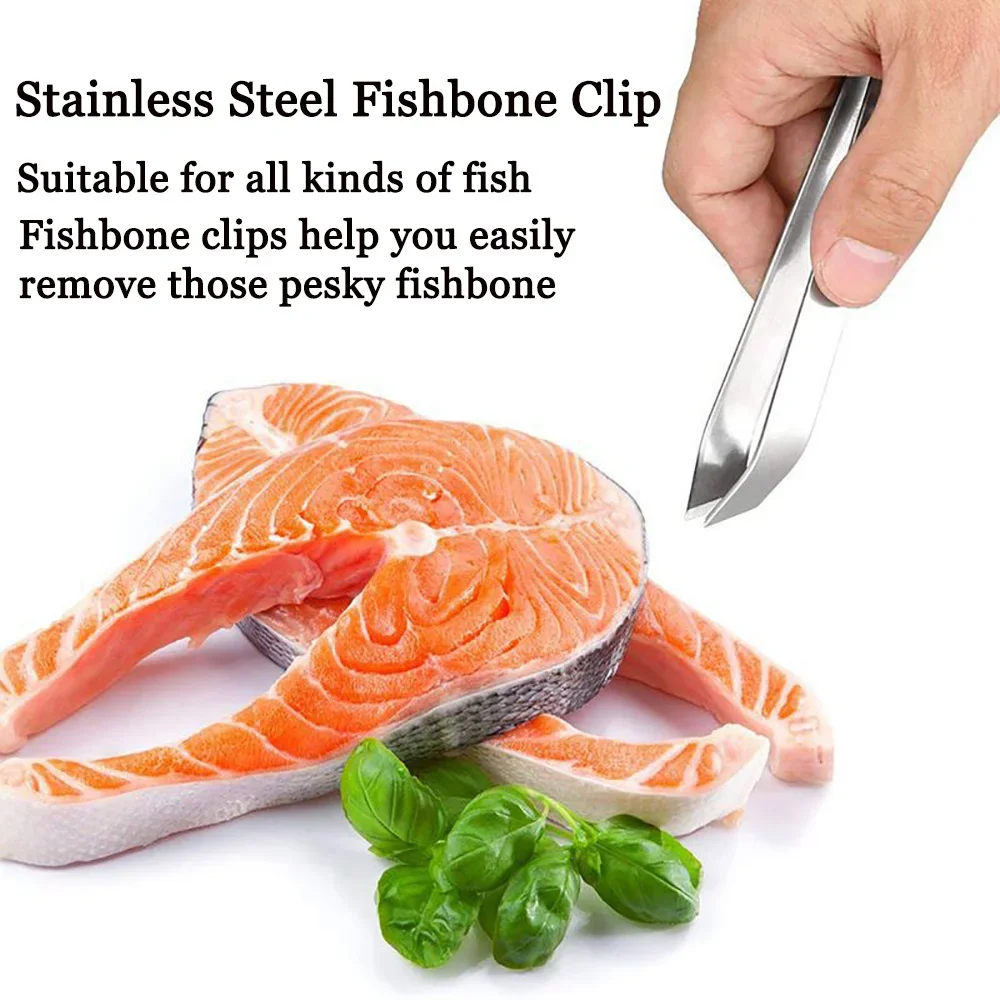 New Kitchen Tools Pig Hair Clip Fishbone Tweezers Stainless Steel Fishbone Clip Fishbone Clip Goose Clip Durable Anti-slip