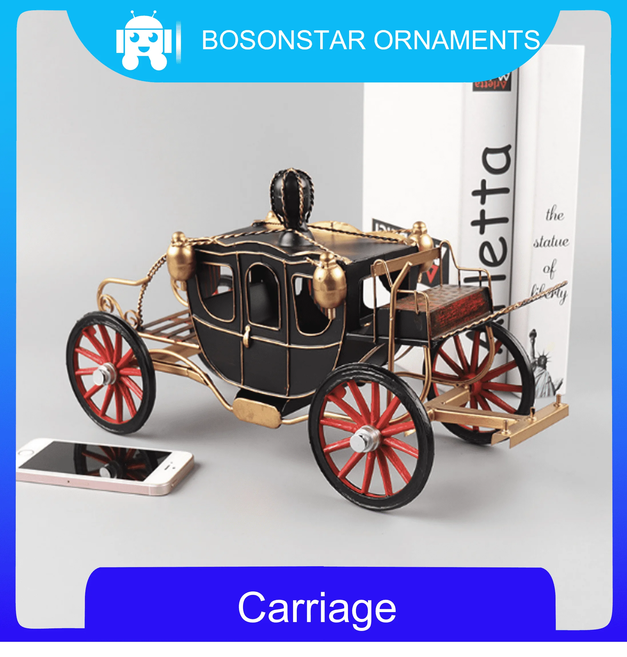 Simulation Of  Carriage Model Wrought Iron Retro Nostalgic Objects Collection Decoration Ornaments