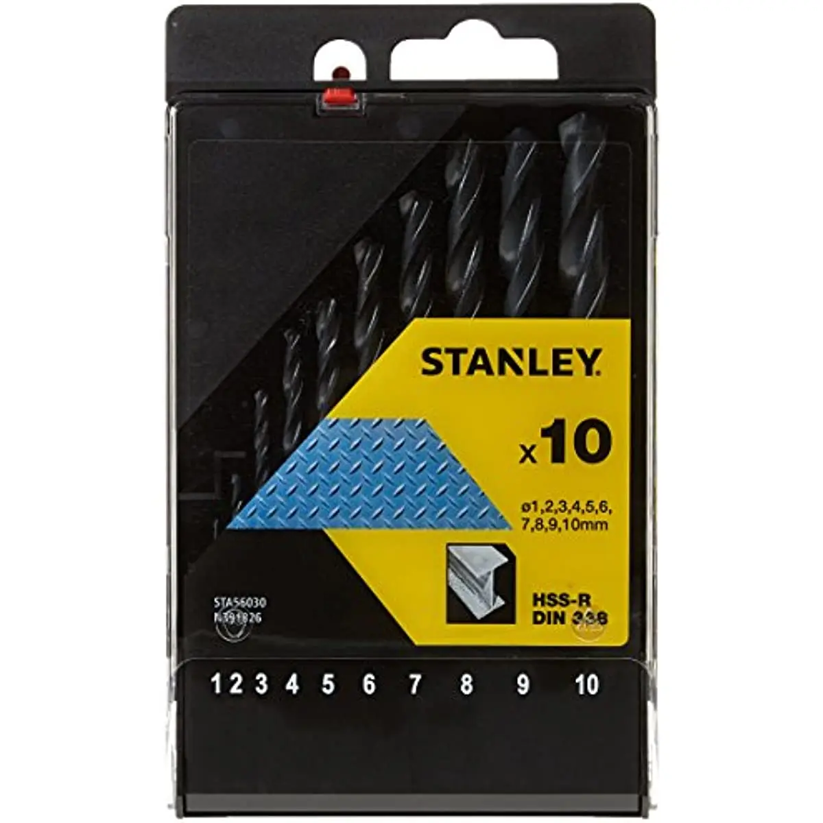 STANLEY STA56030 HSS-R Drill Bit Set 1-10mm Stainless Steel Replacement Drill Bits Perforation Special Power Tool Accessories