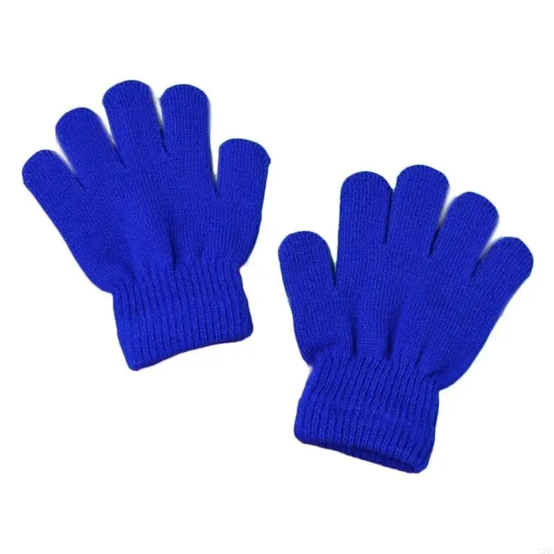 6 أزواج أطفال أطفال شتاء متوكينون قفازات كاملة الإصبع الطالب النيون لون الصلبة في الهواء الطلق ركوب الدراجات القفازات السحرية