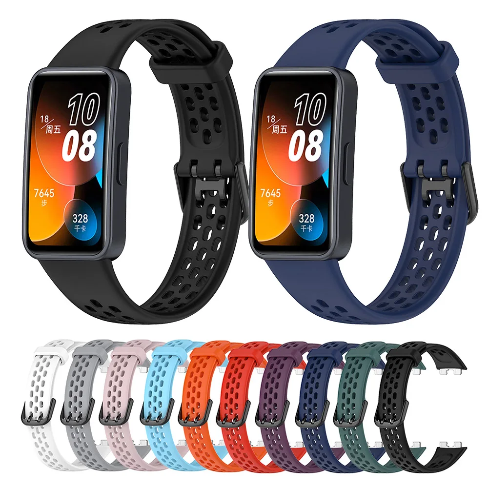 حزام سيليكون رياضي لهواوي ، سوار قابل للتنفس ، سوار ، إكسسوارات سوار الساعة ، سوار 8 ، 9
