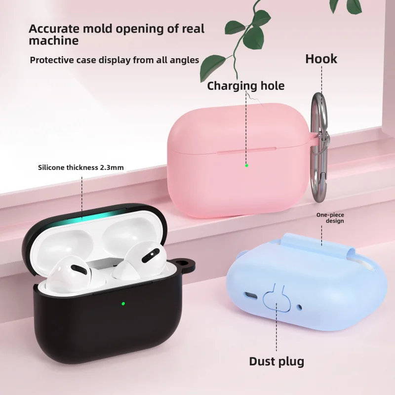 

Applicableairpodspro3Headphone Case Solid Color Silicone Thickened Compression Resistance airpodspro3Protective Sleeve