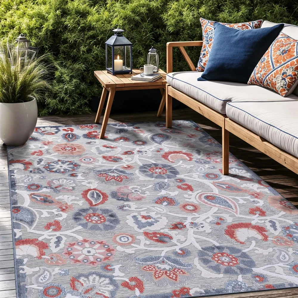 Outdoor Rug, Large Area Rugs for Living Room, Kitchen, and Entryway Rugs, Washable Stain Resistant Outside Carpet, Outdoor Rug